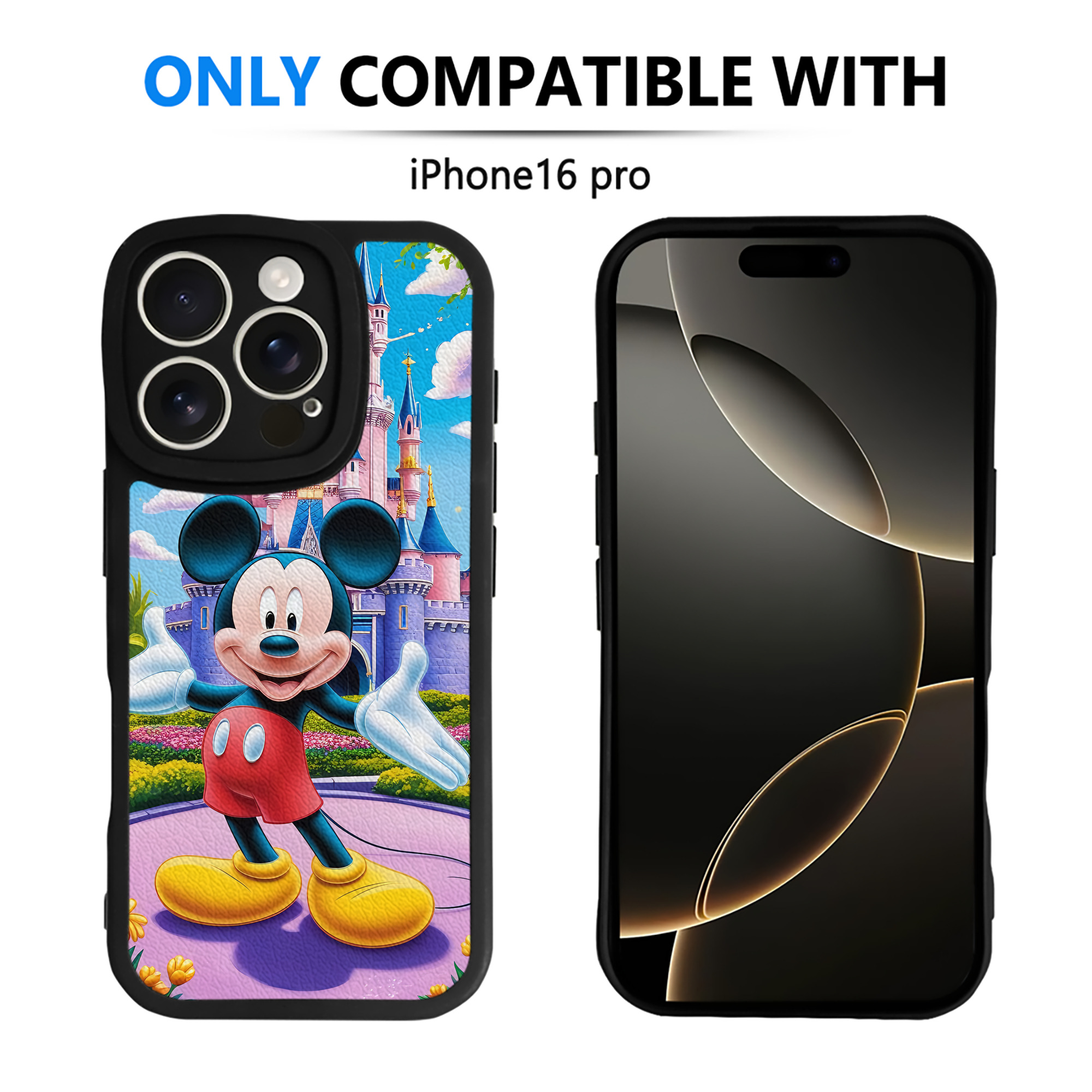 （画像用） ミッキーマウス Mickey Mouse 【iPhone 16シリーズ対応】シリコンスマホケース（レザー調） 材質：シリコン